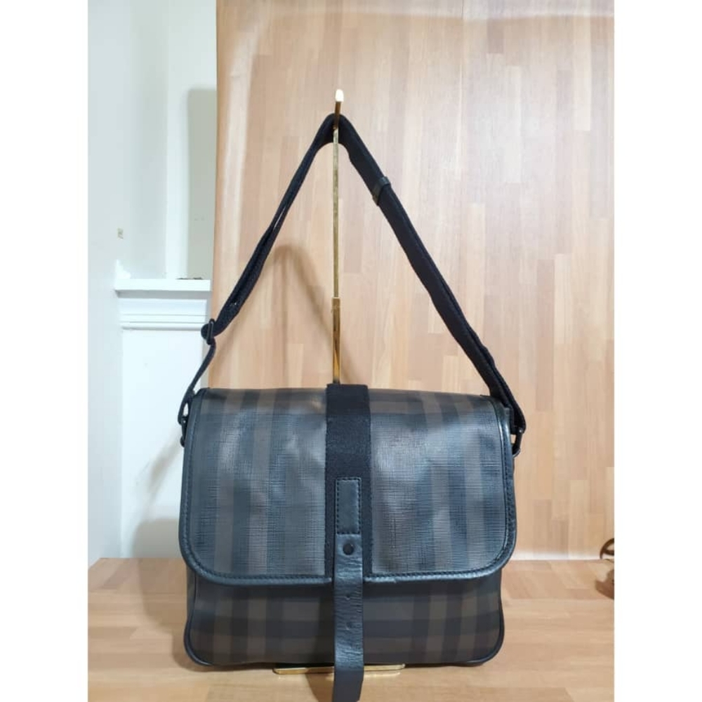 Authentic Burberry Smoked Check Messenger Bag
